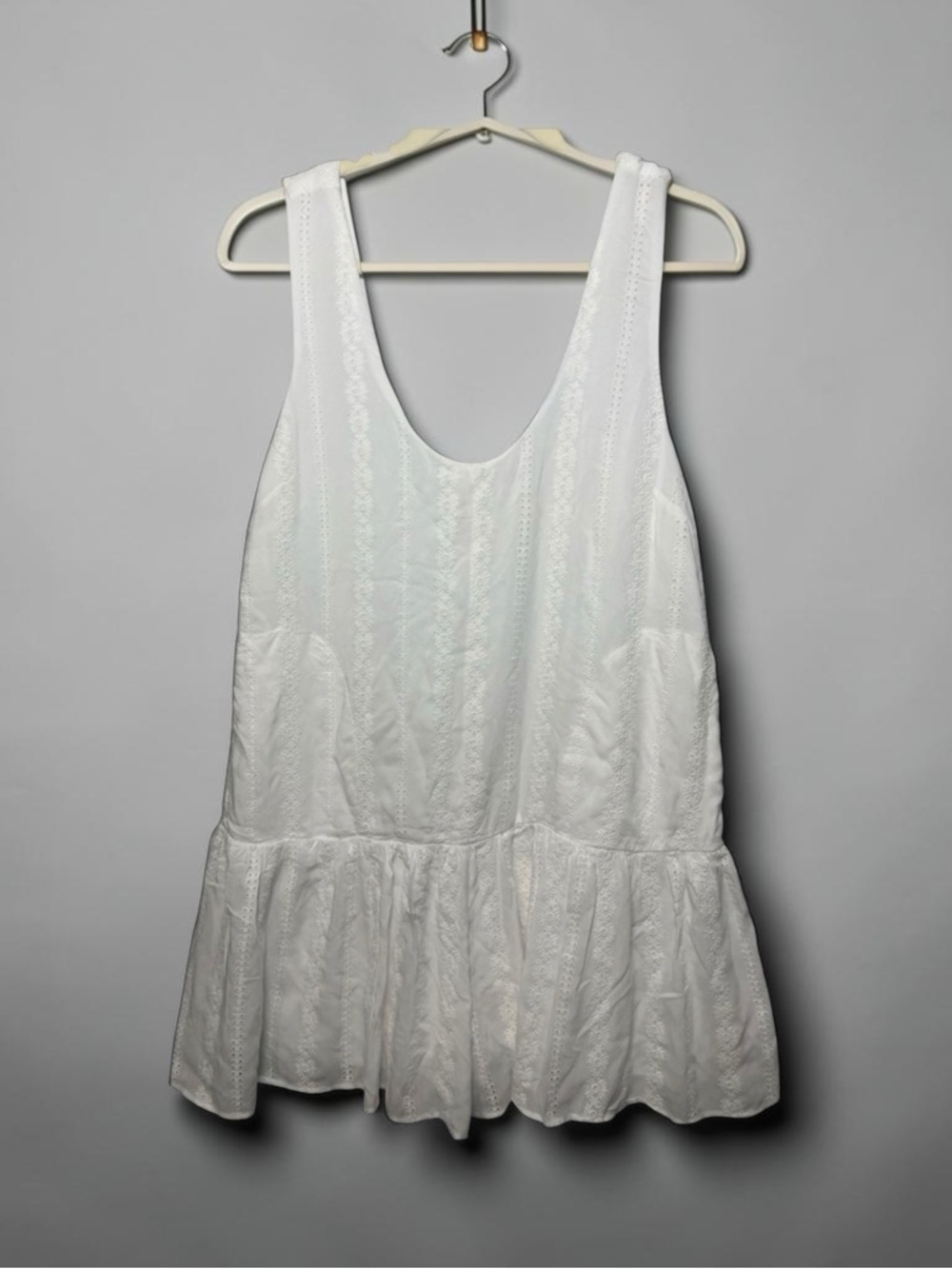 Eyelet Romper with Drop Waist and Pockets